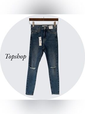 Women’s Topshop Skinny high wasted Jeans with Knee Rips